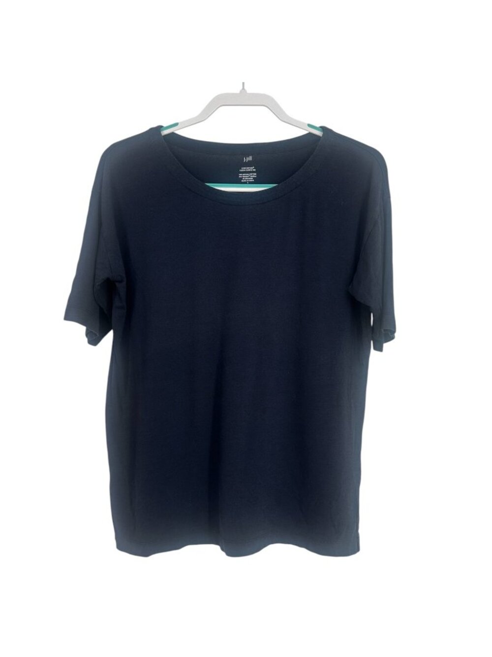 J.Jill Shirt Women's Small Navy Blue Supima Cotton Elbow Sleeve Tee Minimalist